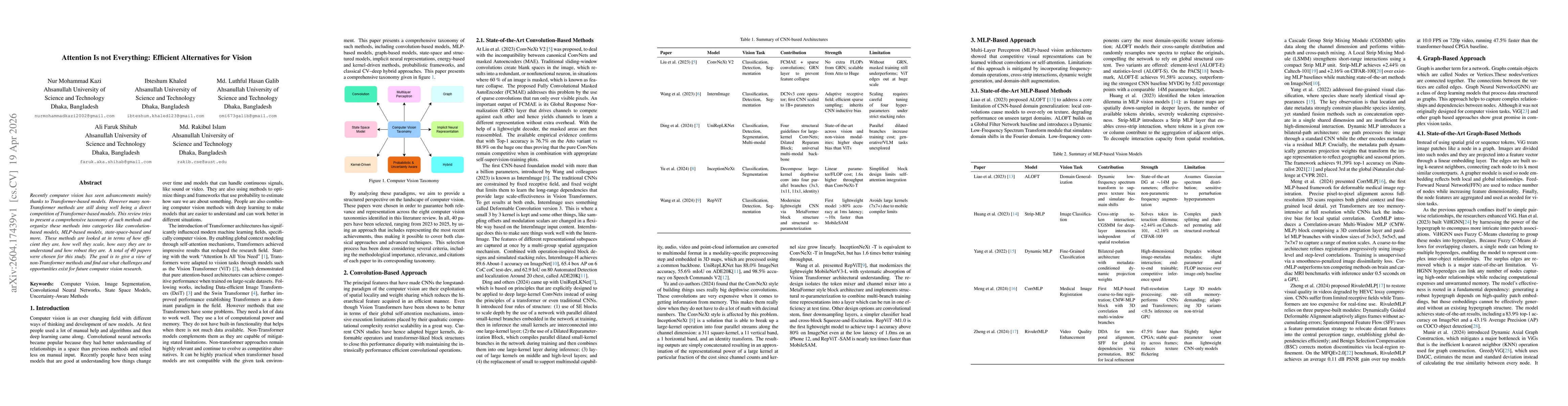 Thumbnail for Attention Is not Everything: Efficient Alternatives for Vision