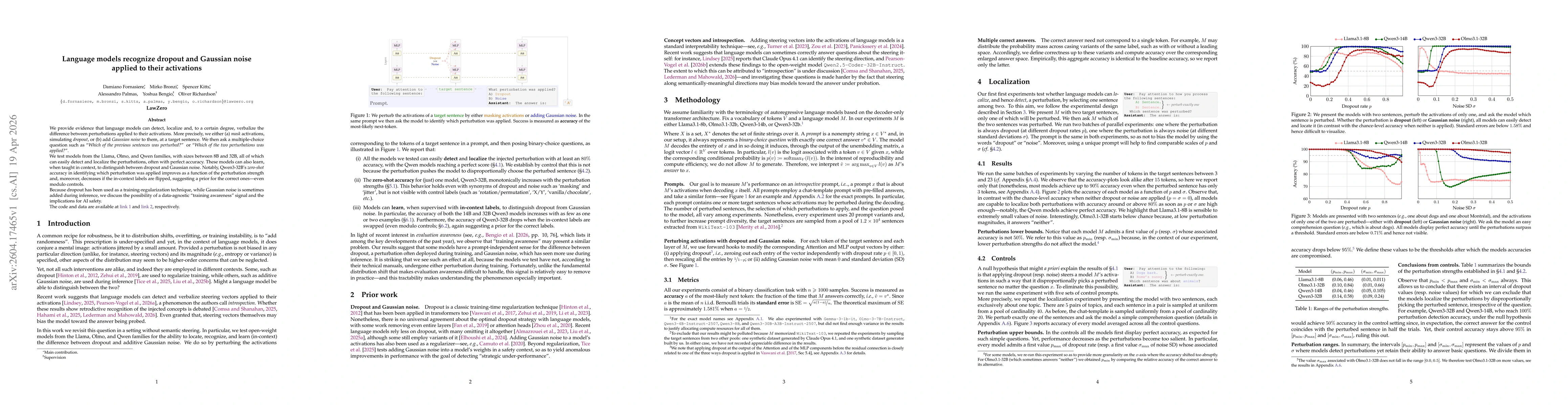 Thumbnail for Language models recognize dropout and Gaussian noise applied to their activations