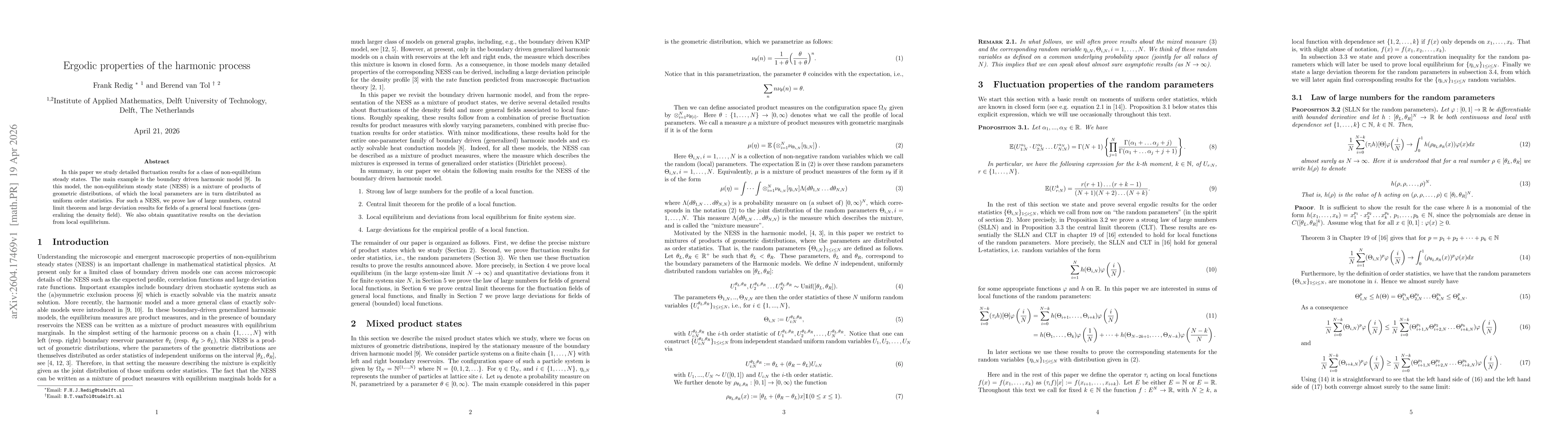 Thumbnail for Ergodic properties of the harmonic process