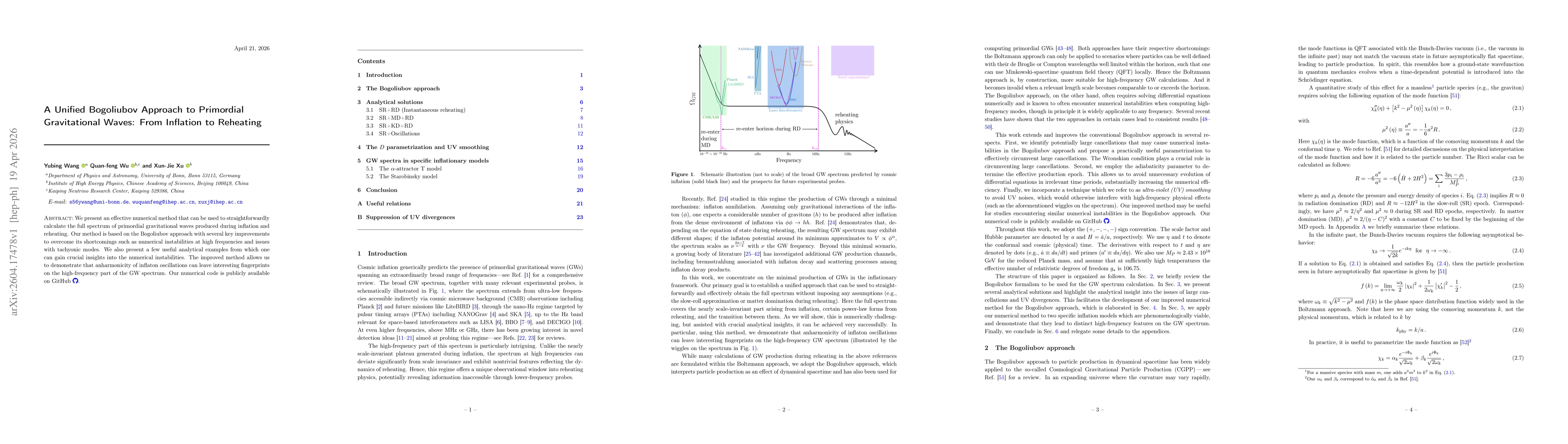 Thumbnail for A Unified Bogoliubov Approach to Primordial Gravitational Waves: From Inflation to Reheating