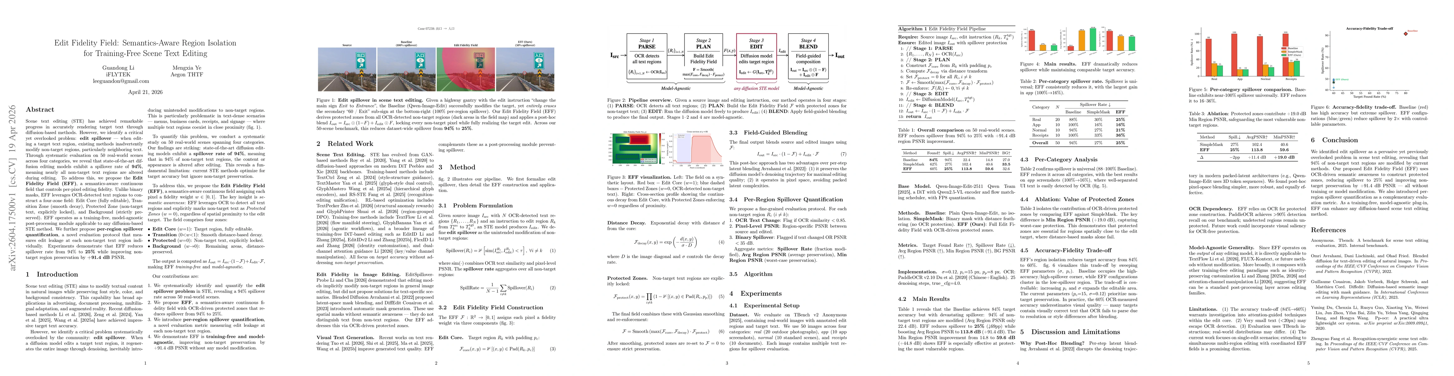 Thumbnail for Edit Fidelity Field: Semantics-Aware Region Isolation for Training-Free Scene Text Editing