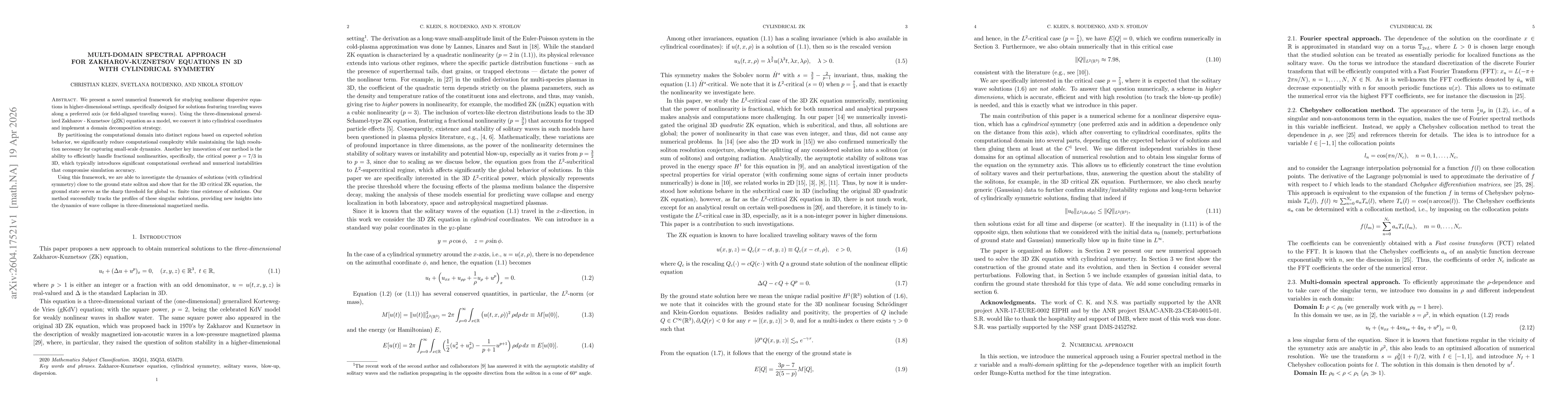 Thumbnail for Multi-domain spectral approach for Zakharov-Kuznetsov equations in 3D with cylindrical symmetry