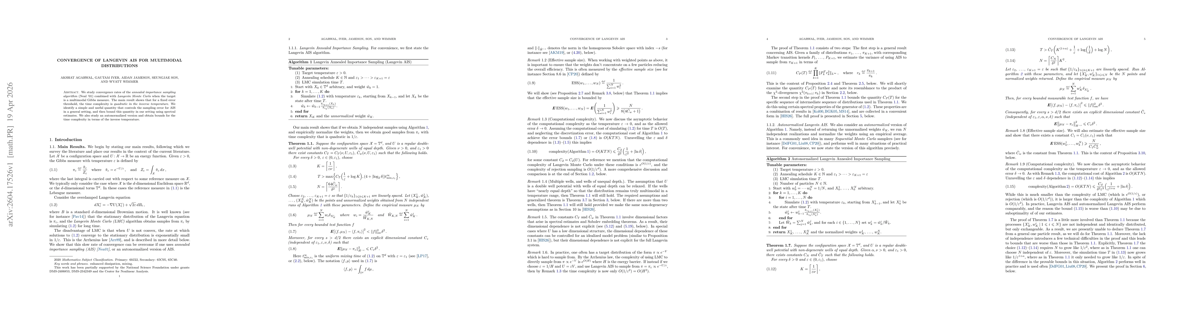 Thumbnail for Convergence of Langevin AIS for multimodal distributions
