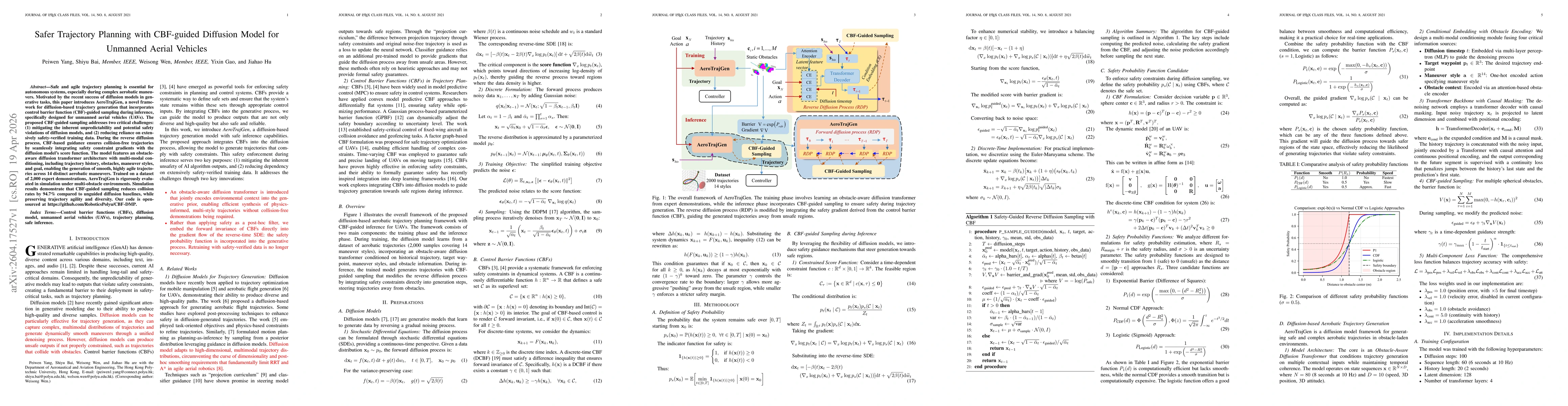 Thumbnail for Safer Trajectory Planning with CBF-guided Diffusion Model for Unmanned Aerial Vehicles