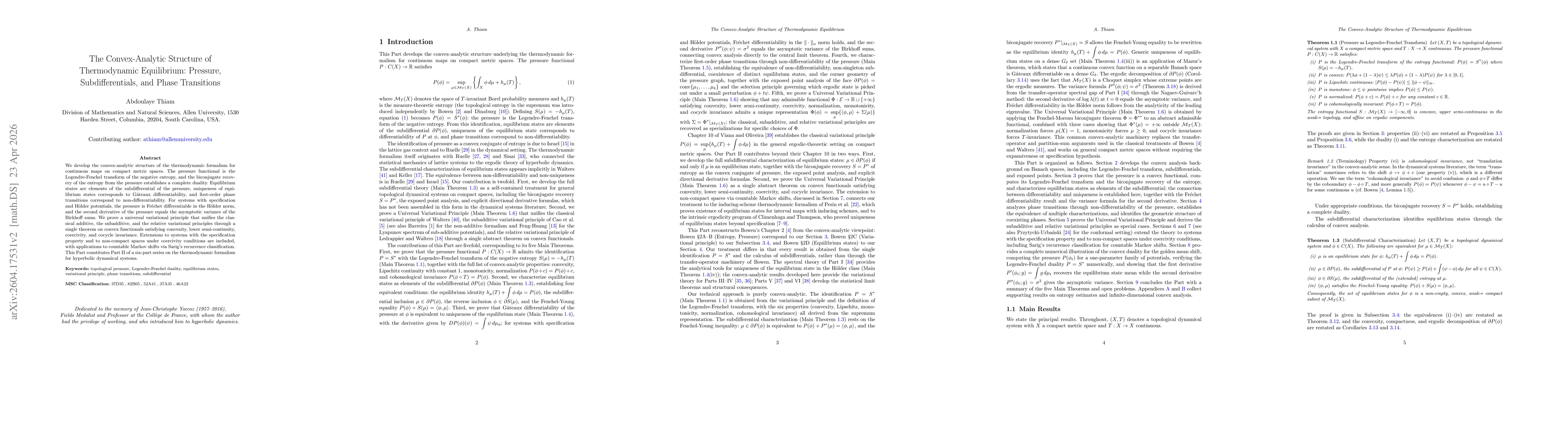 Thumbnail for The Geometry of Thermodynamic Equilibrium: Pressure, Tangent Functionals, and Phase Transitions