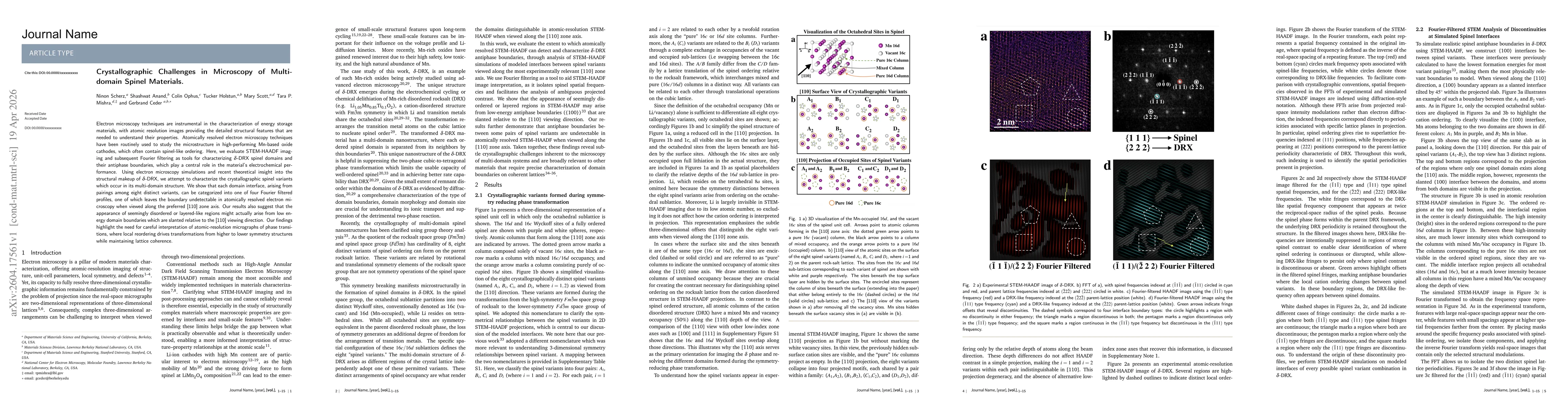 Thumbnail for Crystallographic Challenges in Microscopy of Multidomain Spinel Materials
