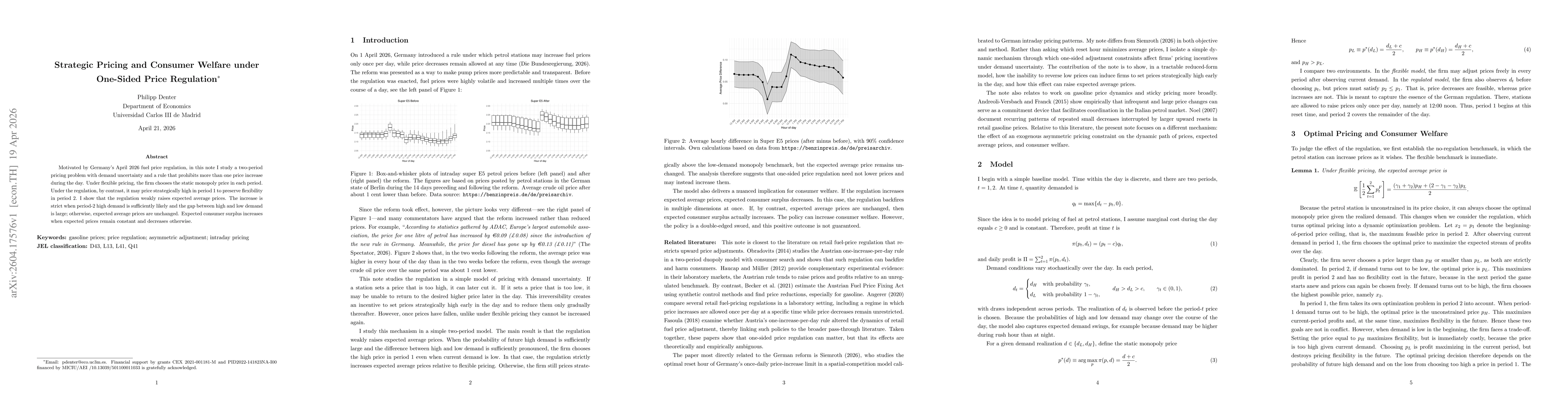 Thumbnail for Strategic Pricing and Consumer Welfare under One-Sided Price Regulation