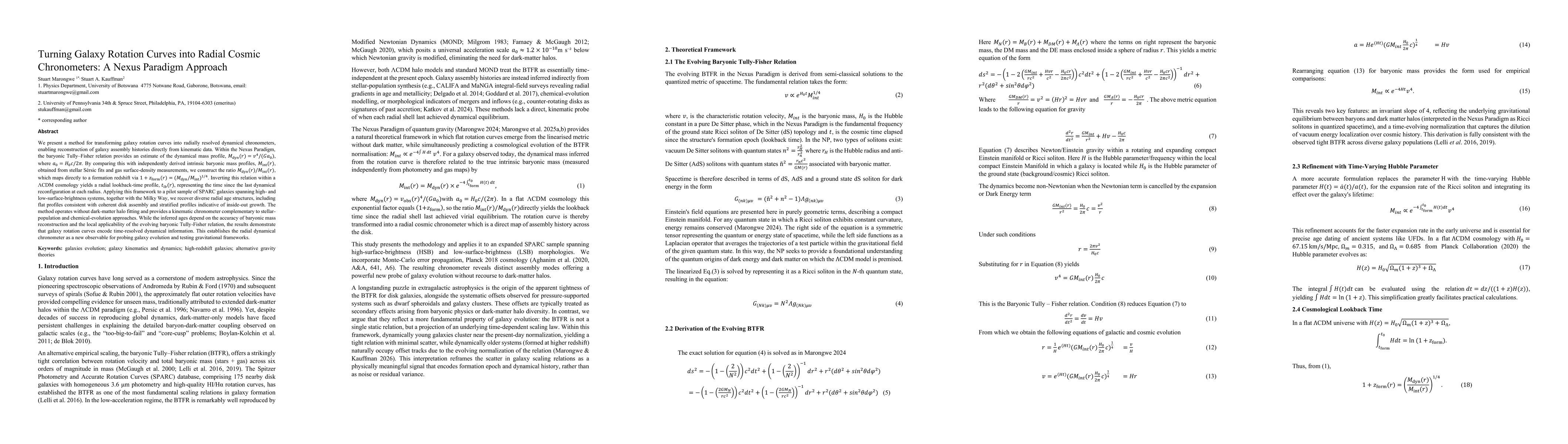 Thumbnail for Turning Galaxy Rotation Curves into Radial Cosmic Chronometers: A Nexus Paradigm Approach