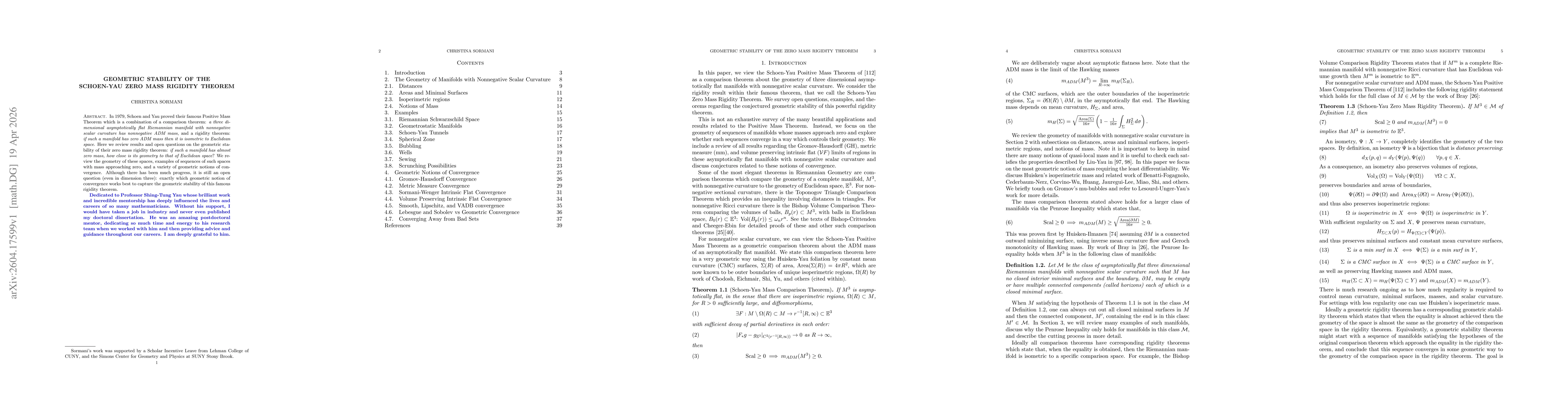 Thumbnail for Geometric Stability of the Schoen-Yau Zero Mass Theorem