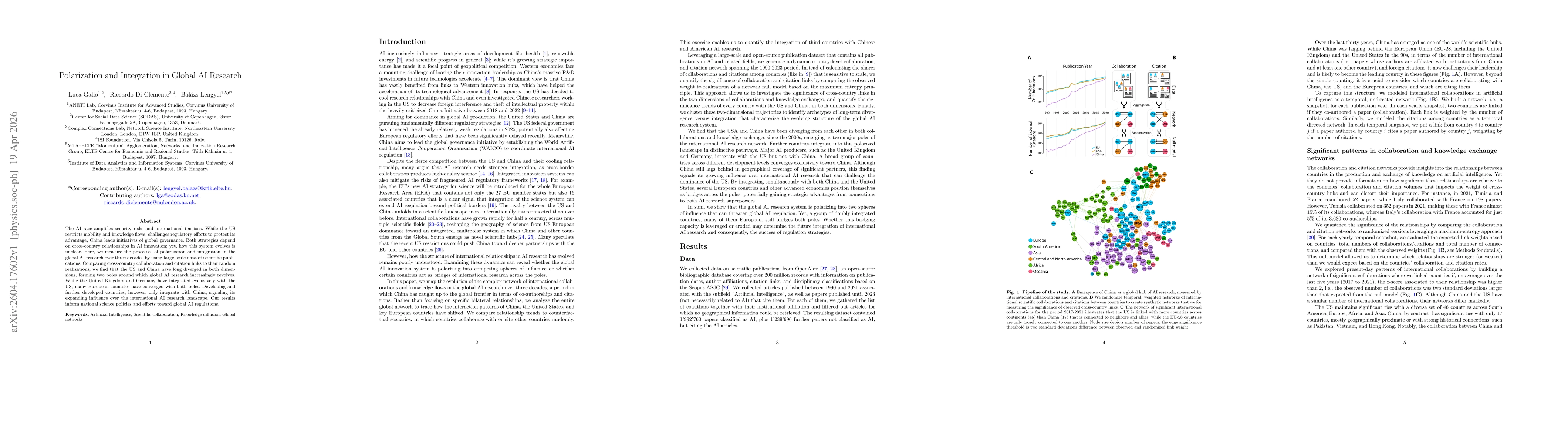 Thumbnail for Polarization and Integration in Global AI Research