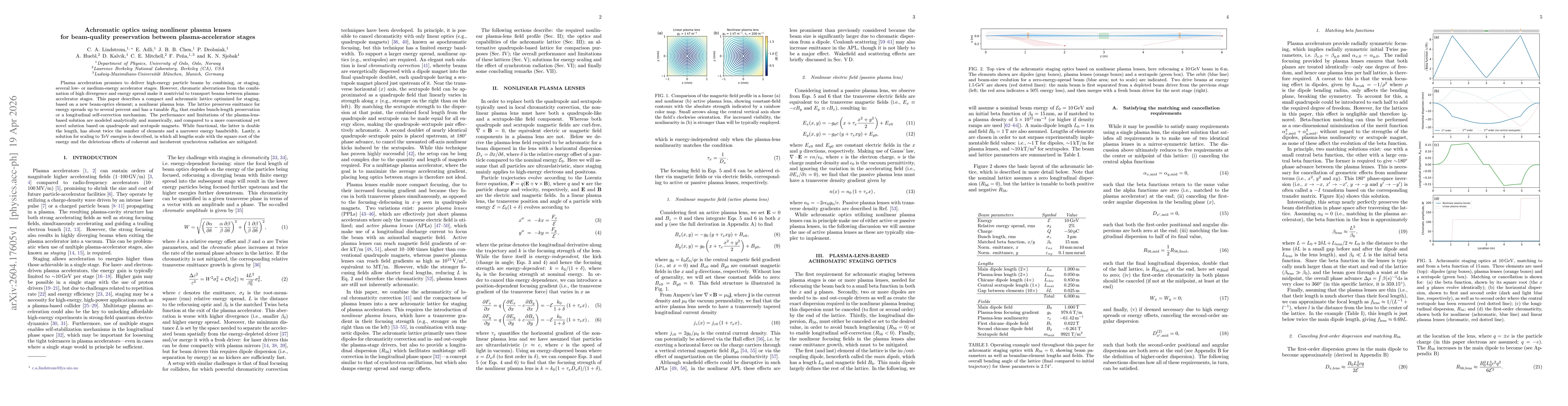 Thumbnail for Achromatic optics using nonlinear plasma lenses for beam-quality preservation between plasma-accelerator stages