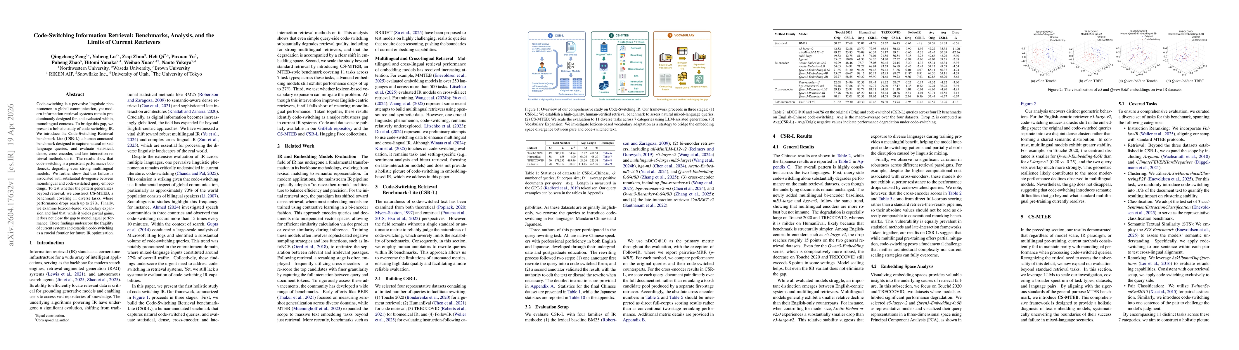 Thumbnail for Code-Switching Information Retrieval: Benchmarks, Analysis, and the Limits of Current Retrievers