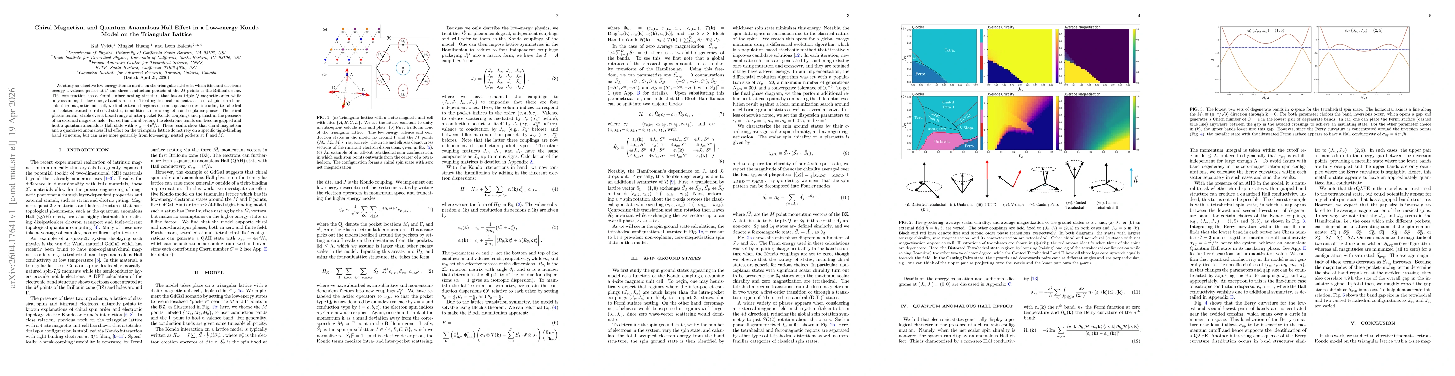 Thumbnail for Chiral Magnetism and Quantum Anomalous Hall Effect in a Low-energy Kondo Model on the Triangular Lattice