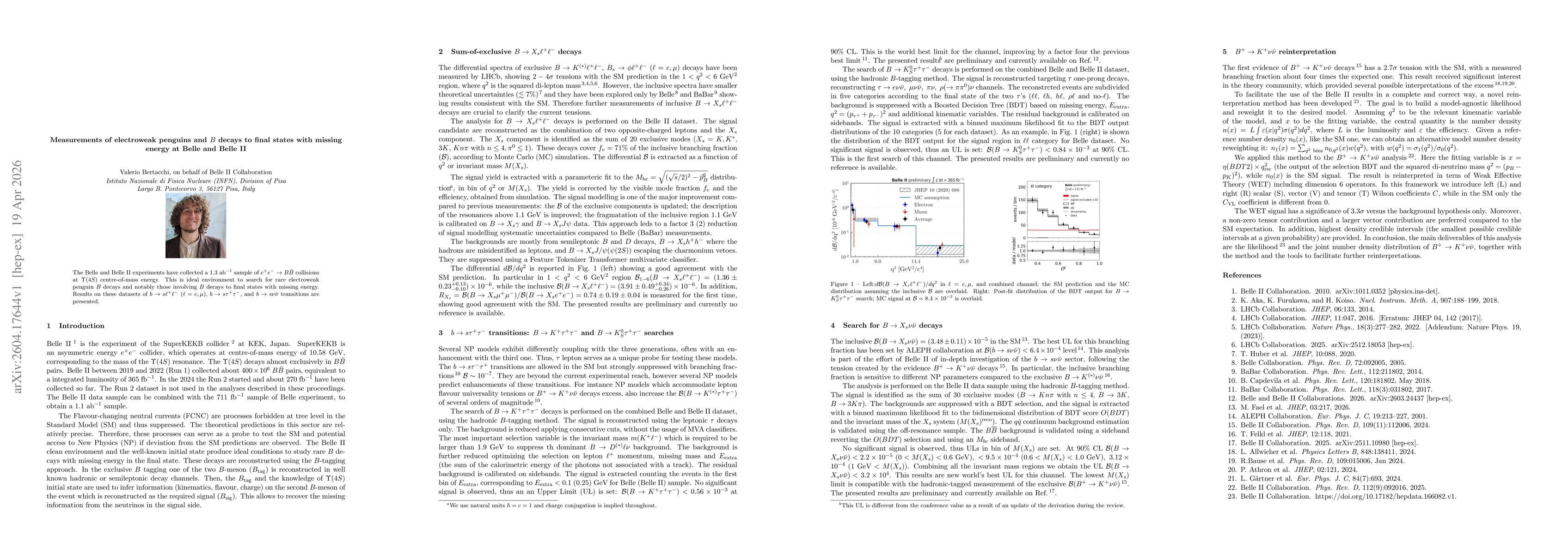 Thumbnail for Measurements of electroweak penguins and $B$ decays to final states with missing energy at Belle and Belle II