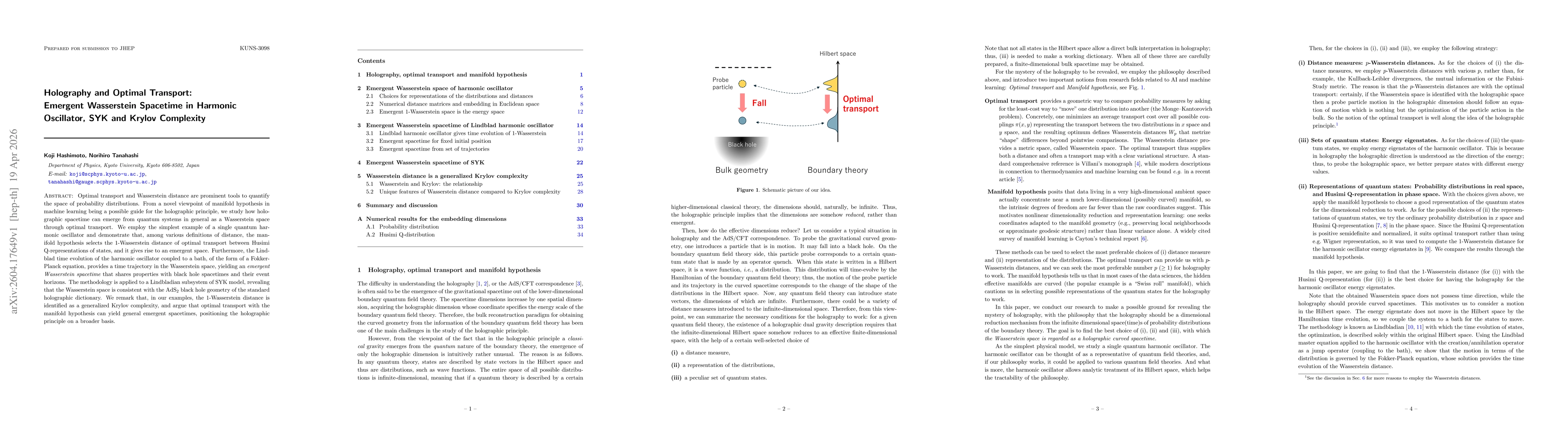 Thumbnail for Holography and Optimal Transport: Emergent Wasserstein Spacetime in Harmonic Oscillator, SYK and Krylov Complexity