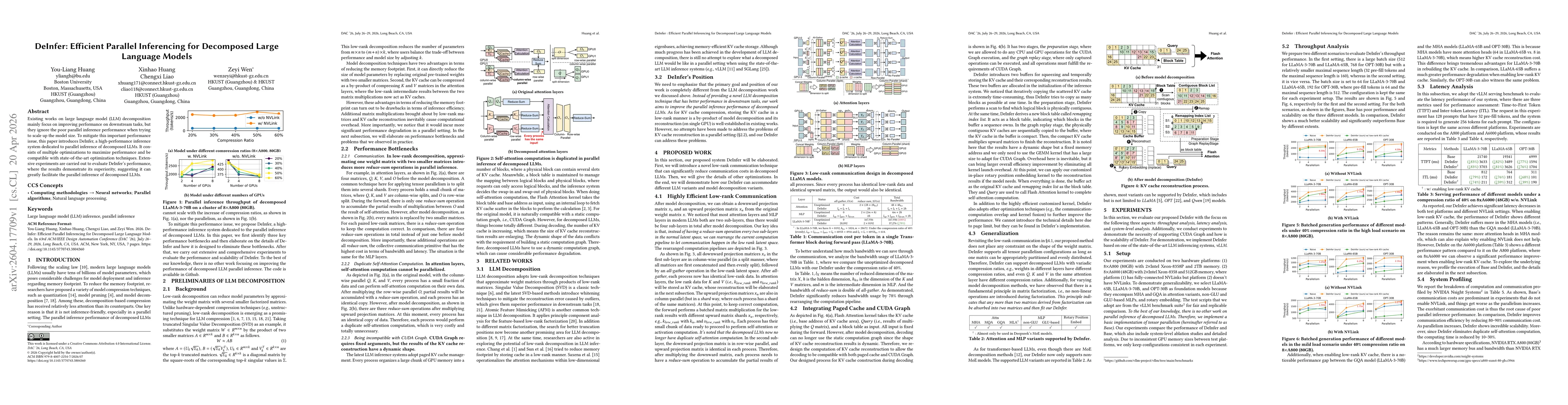 Thumbnail for DeInfer: Efficient Parallel Inferencing for Decomposed Large Language Models