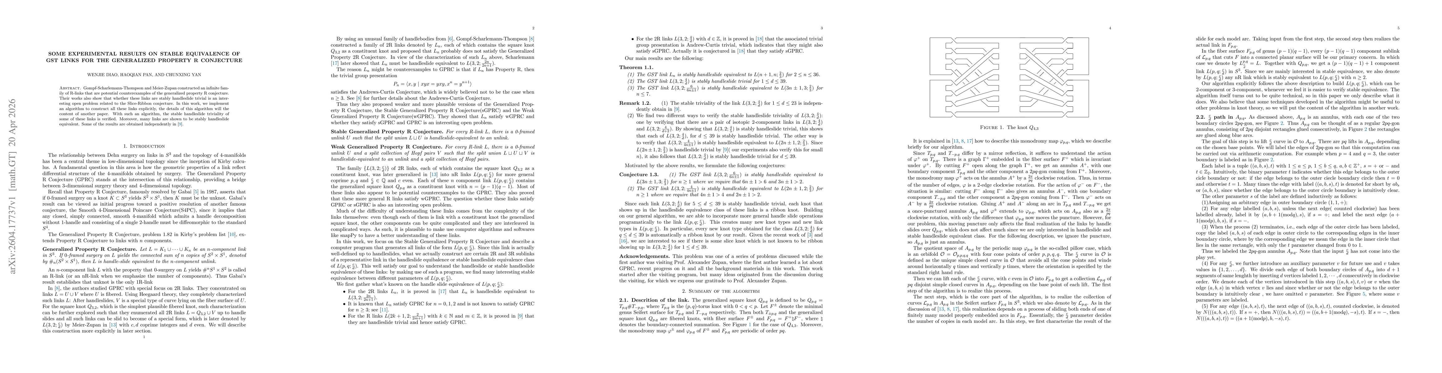 Thumbnail for Some experimental results on stable equivalence of GST Links for the Generalized Property R Conjecture