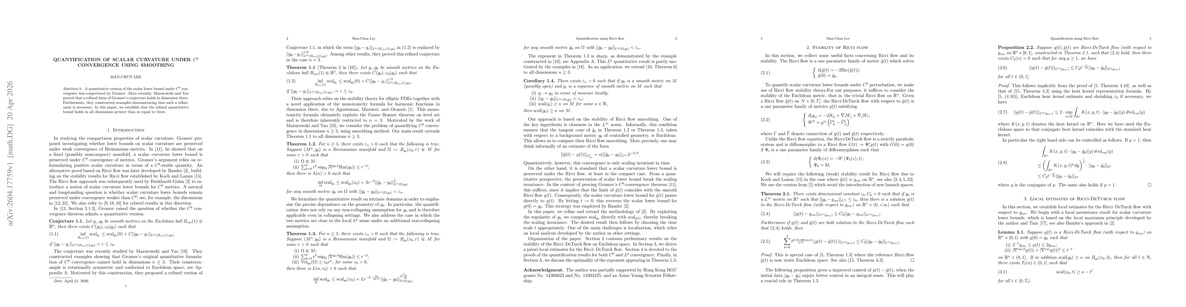 Thumbnail for Quantification of scalar curvature under $C^0$ convergence using smoothing