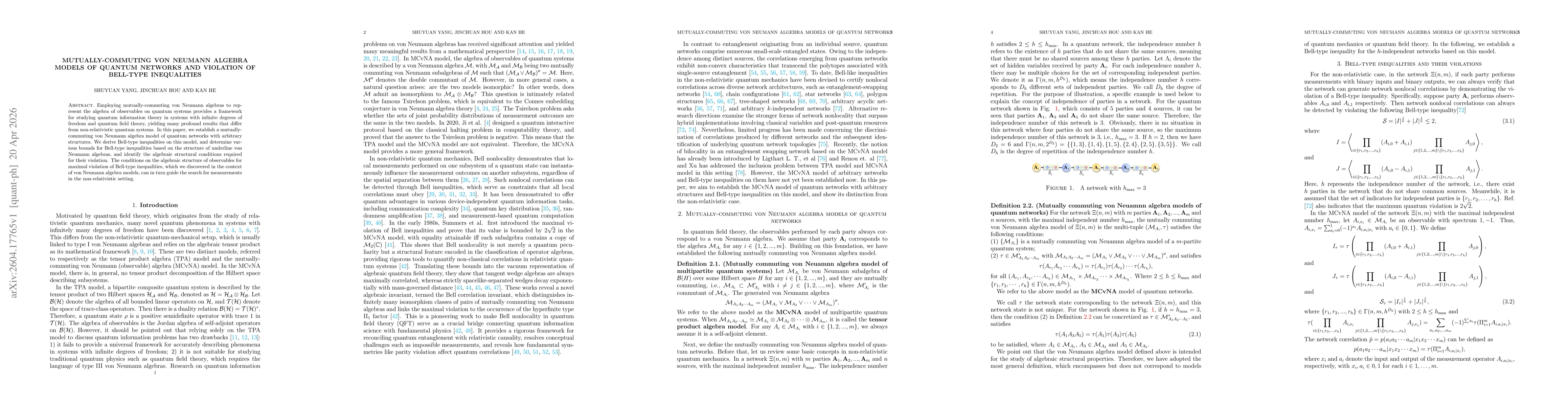 Thumbnail for Mutually-commuting von Neumann algebra models of quantum networks and violation of Bell-type inequalities