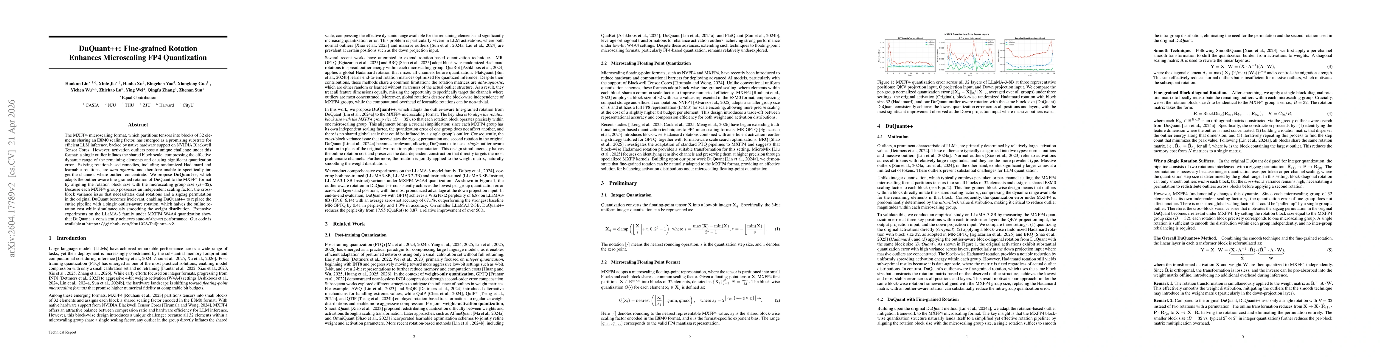 Thumbnail for DuQuant++: Fine-grained Rotation Enhances Microscaling FP4 Quantization