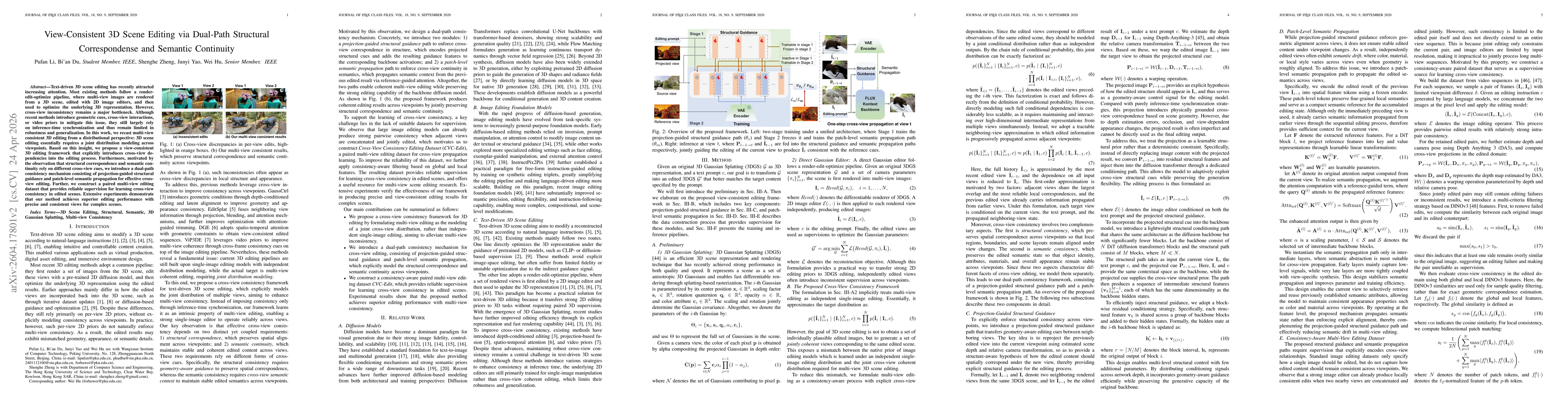 Thumbnail for View-Consistent 3D Scene Editing via Dual-Path Structural Correspondense and Semantic Continuity