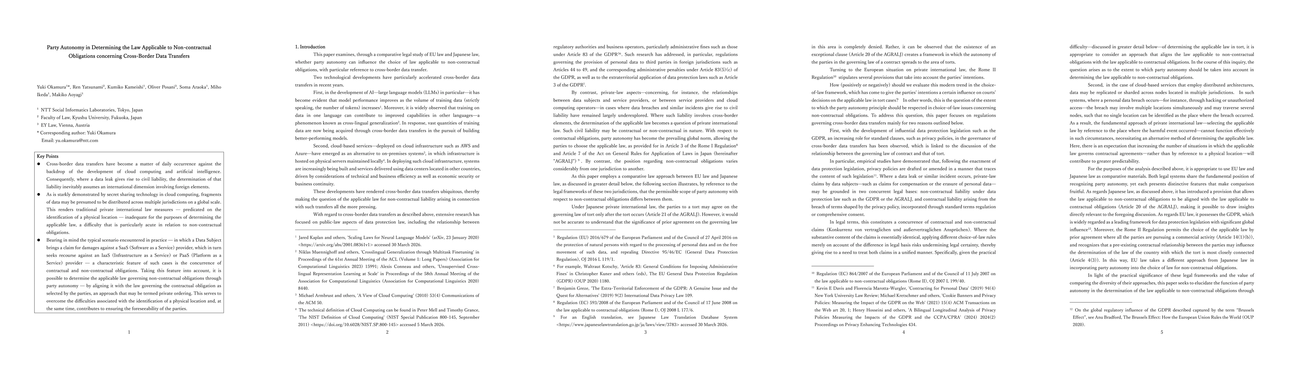 Thumbnail for Party Autonomy in Determining the Law Applicable to Non-contractual Obligations concerning Cross-Border Data Transfers