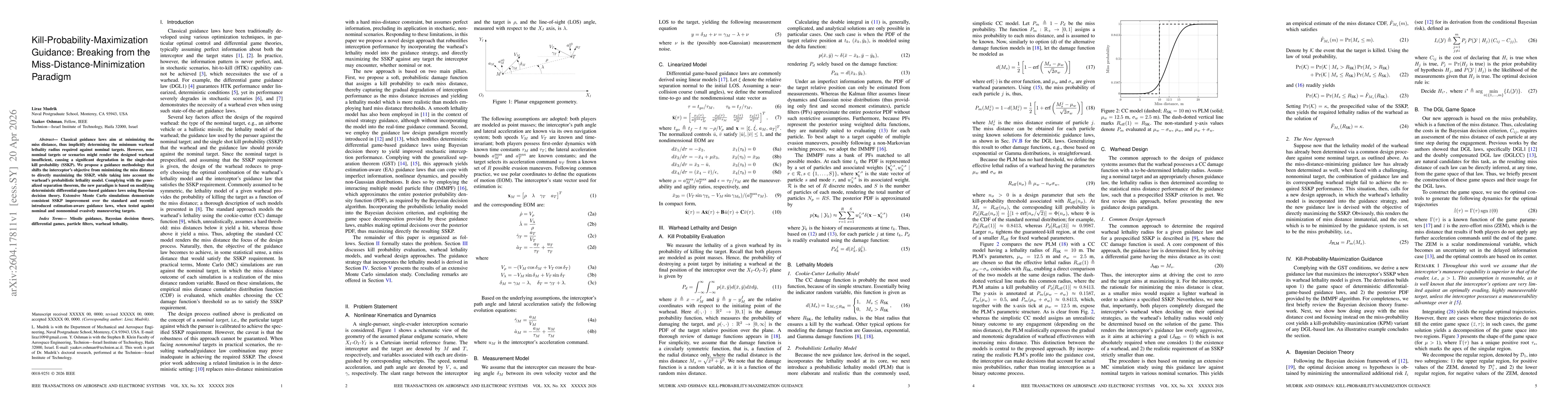 Thumbnail for Kill-Probability-Maximization Guidance: Breaking from the Miss-Distance-Minimization Paradigm