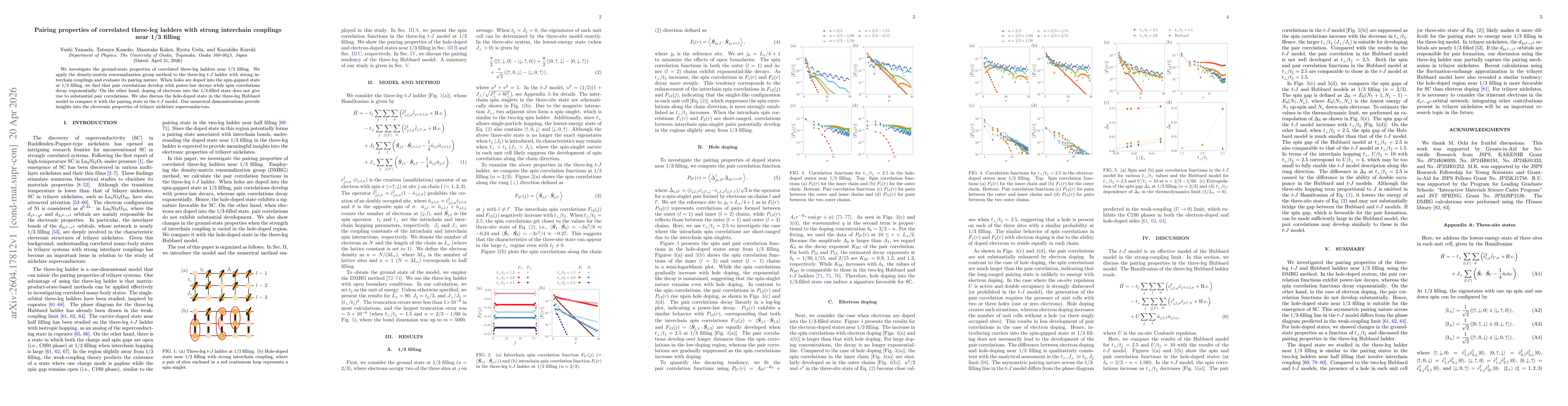 Thumbnail for Pairing properties of correlated three-leg ladders with strong interchain couplings near 1/3 filling