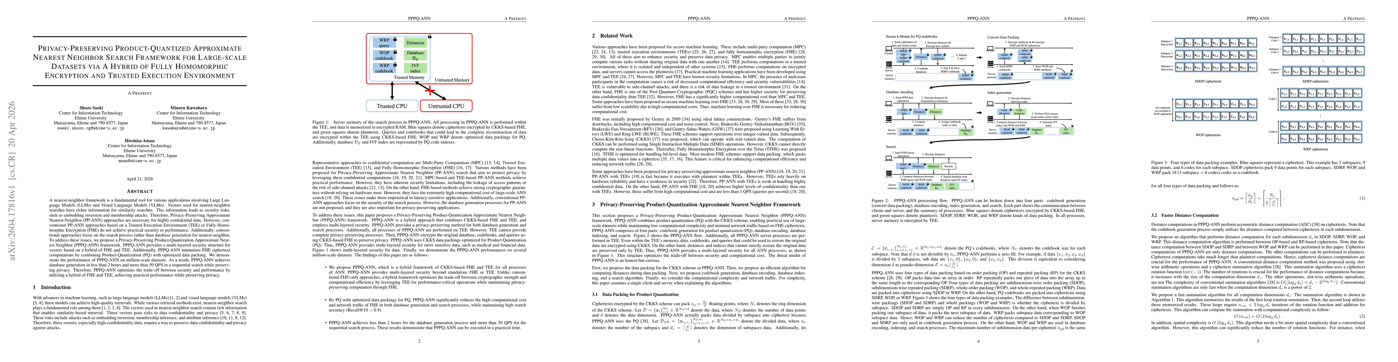 Thumbnail for Privacy-Preserving Product-Quantized Approximate Nearest Neighbor Search Framework for Large-scale Datasets via A Hybrid of Fully Homomorphic Encryption and Trusted Execution Environment