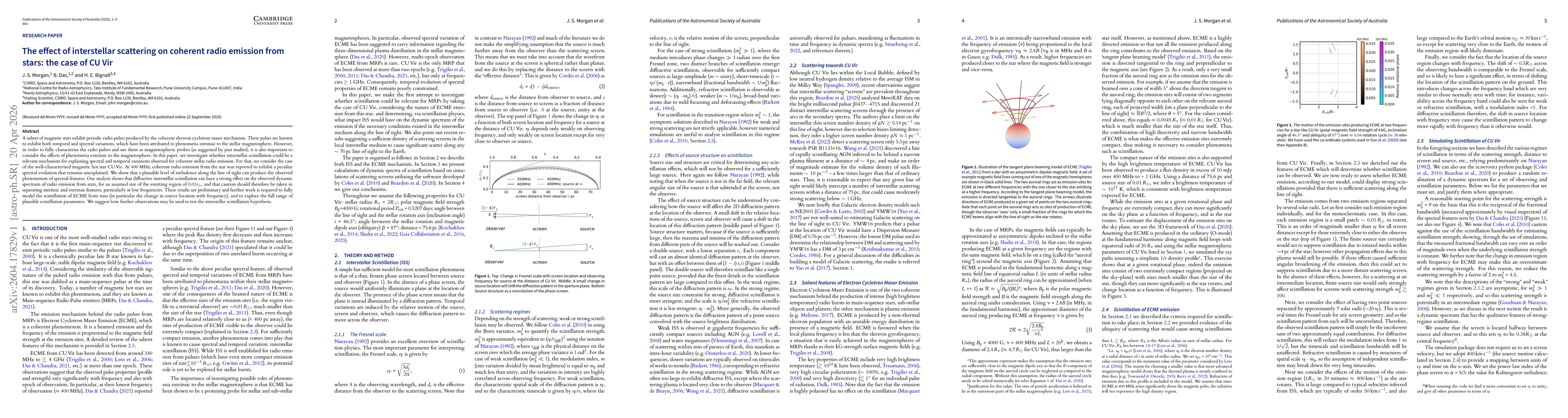 Thumbnail for The effect of interstellar scattering on coherent radio emission from stars: the case of CU Vir