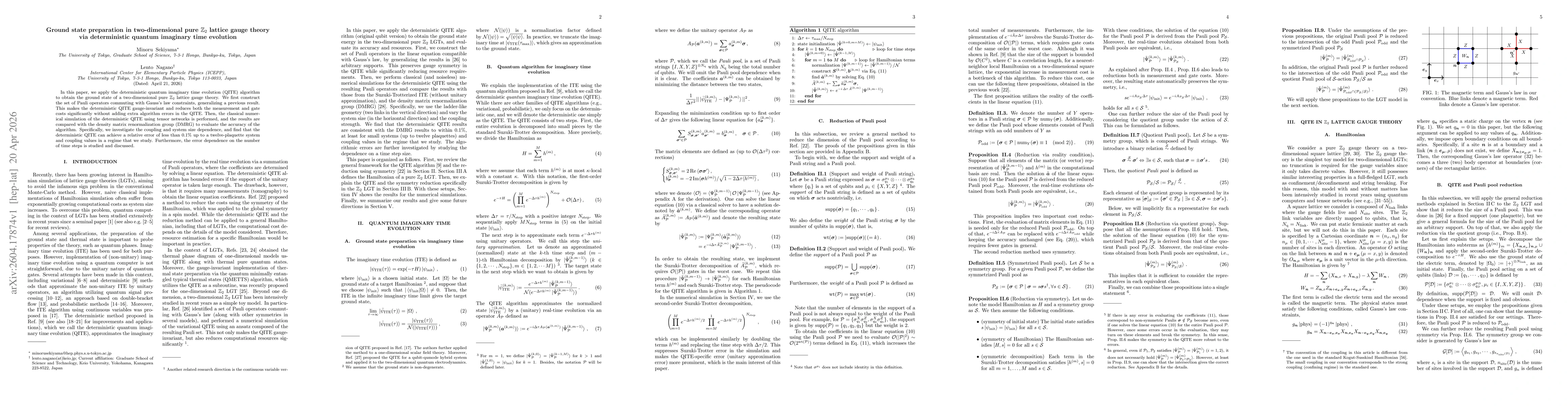 Thumbnail for Ground state preparation in two-dimensional pure $\mathbb{Z}_2$ lattice gauge theory via deterministic quantum imaginary time evolution