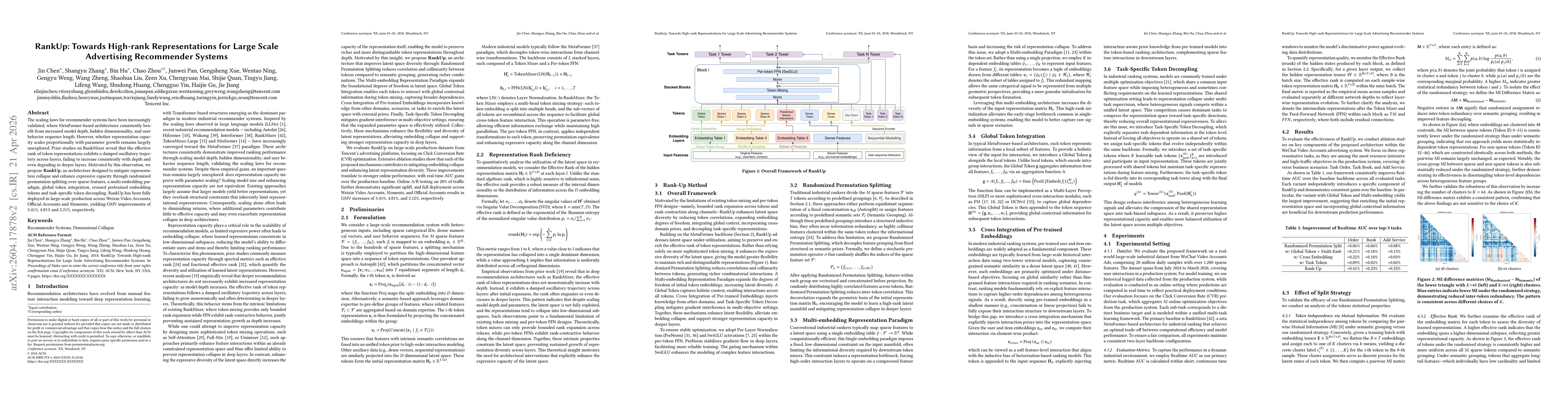 Thumbnail for RankUp: Towards High-rank Representations for Large Scale Advertising Recommender Systems