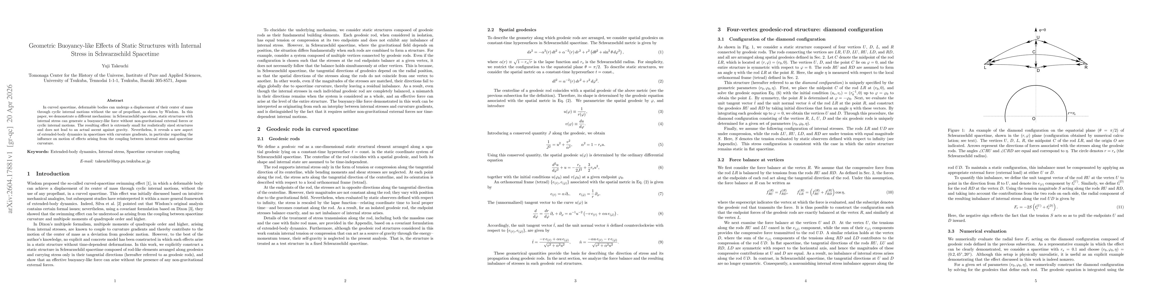 Thumbnail for Geometric Buoyancy-like Effects of Static Structures with Internal Stress in Schwarzschild Spacetime