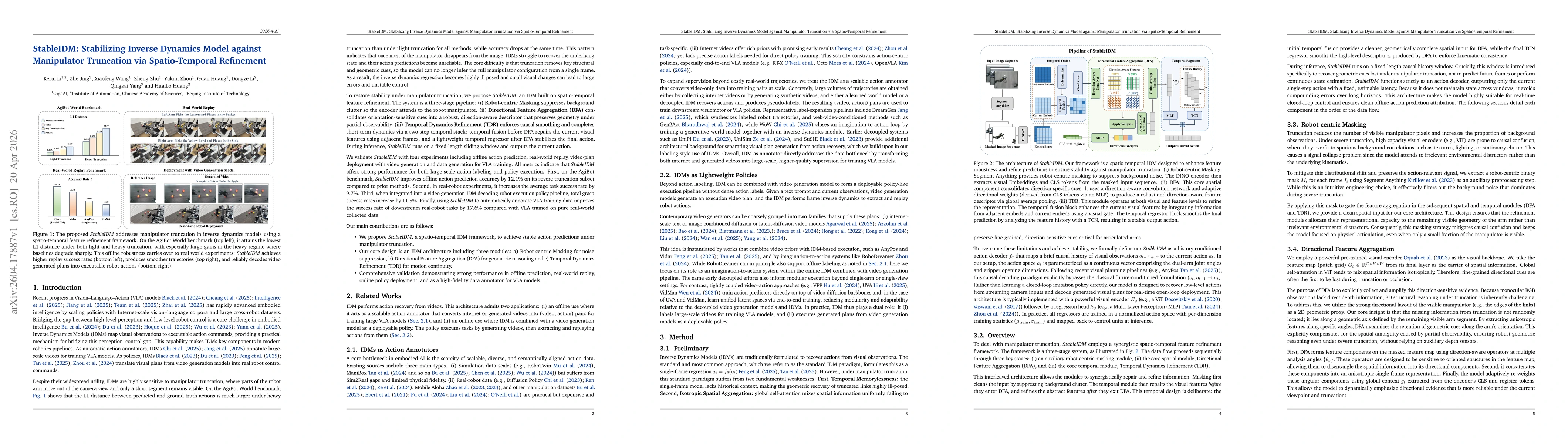 Thumbnail for StableIDM: Stabilizing Inverse Dynamics Model against Manipulator Truncation via Spatio-Temporal Refinement
