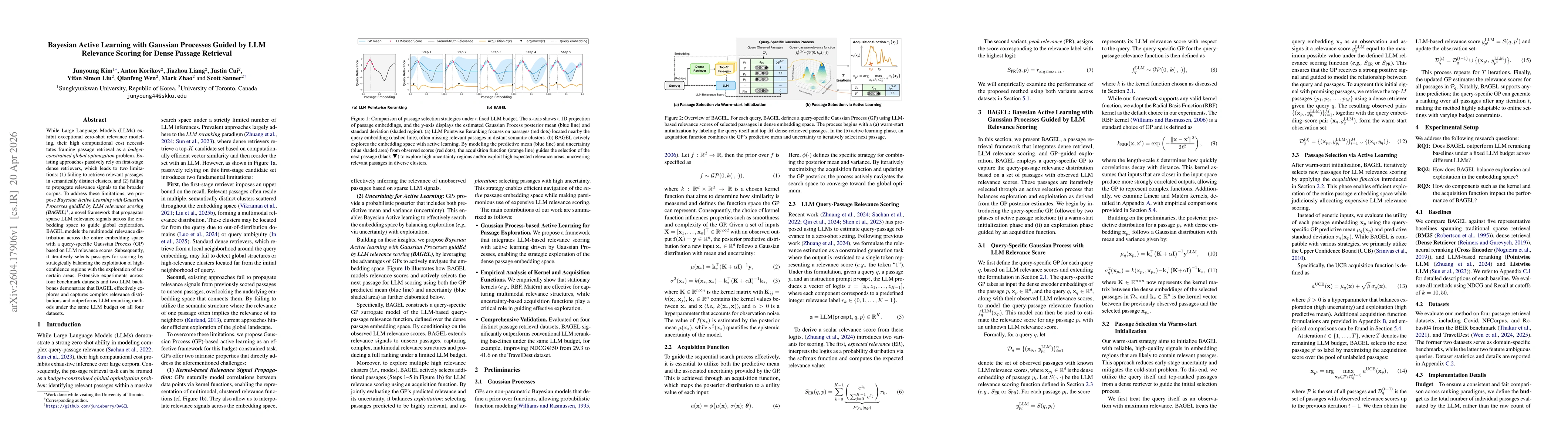 Thumbnail for Bayesian Active Learning with Gaussian Processes Guided by LLM Relevance Scoring for Dense Passage Retrieval