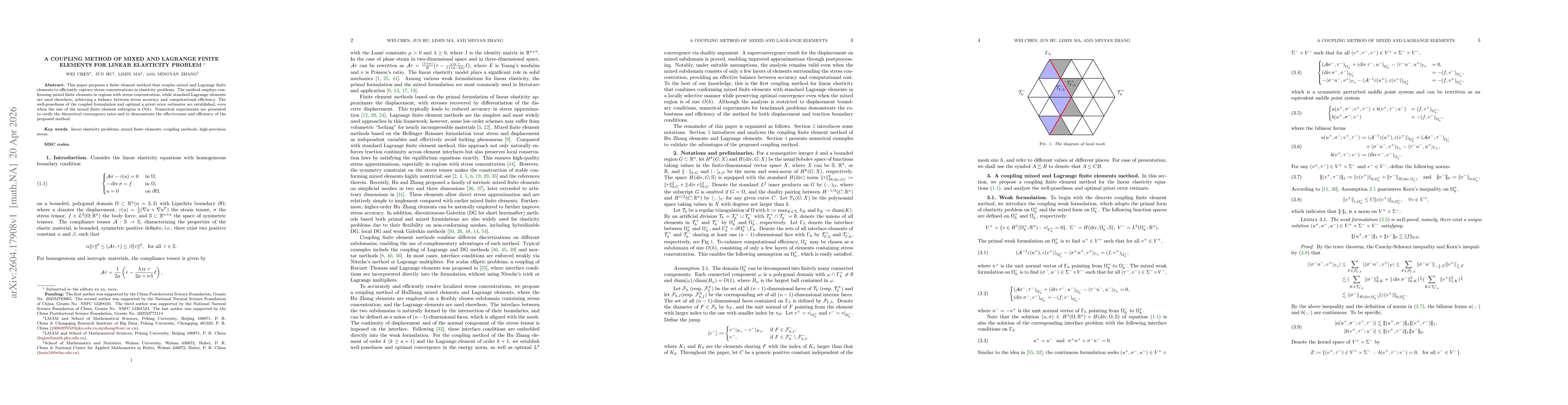 Thumbnail for A Coupling Method of Mixed and Lagrange Finite Elements for Linear Elasticity Problem