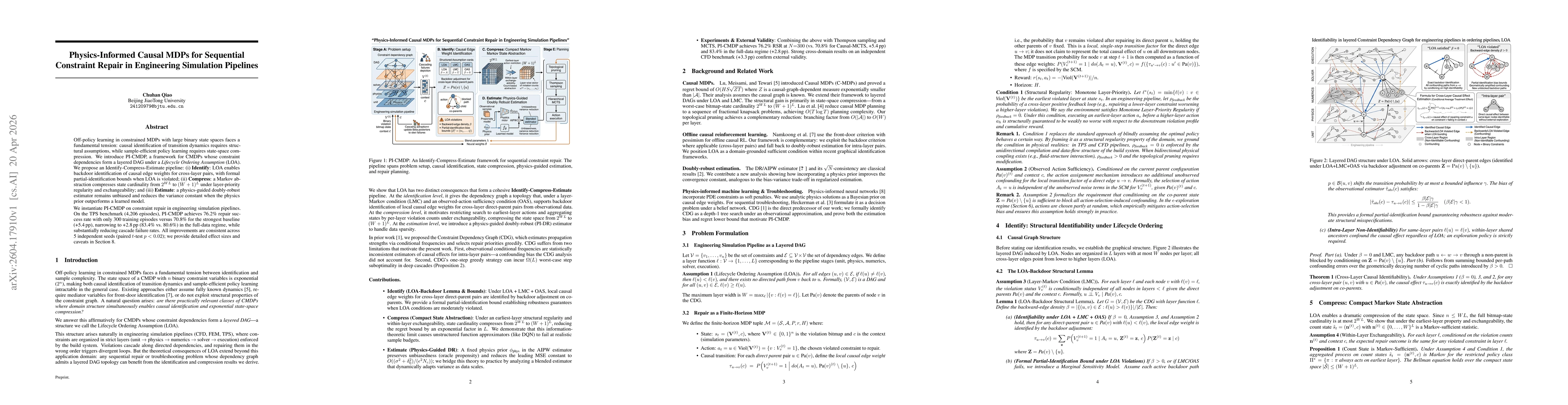 Thumbnail for Physics-Informed Causal MDPs for Sequential Constraint Repair in Engineering Simulation Pipelines