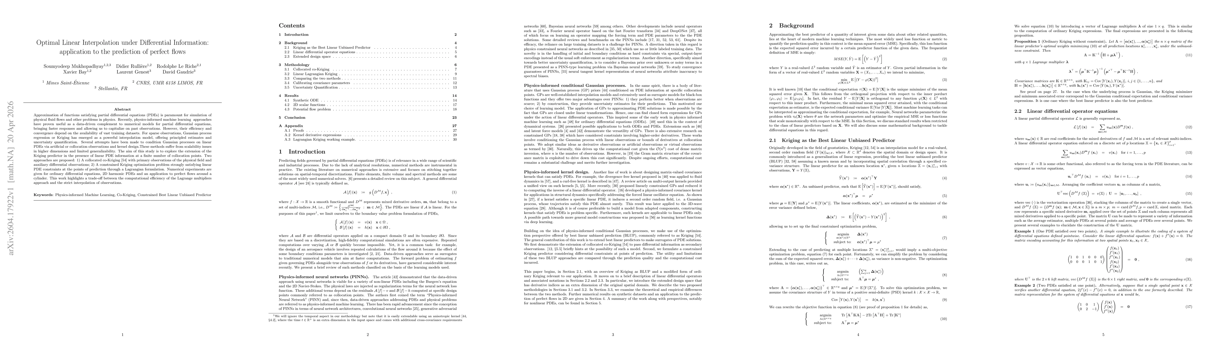 Thumbnail for Optimal Linear Interpolation under Differential Information: application to the prediction of perfect flows