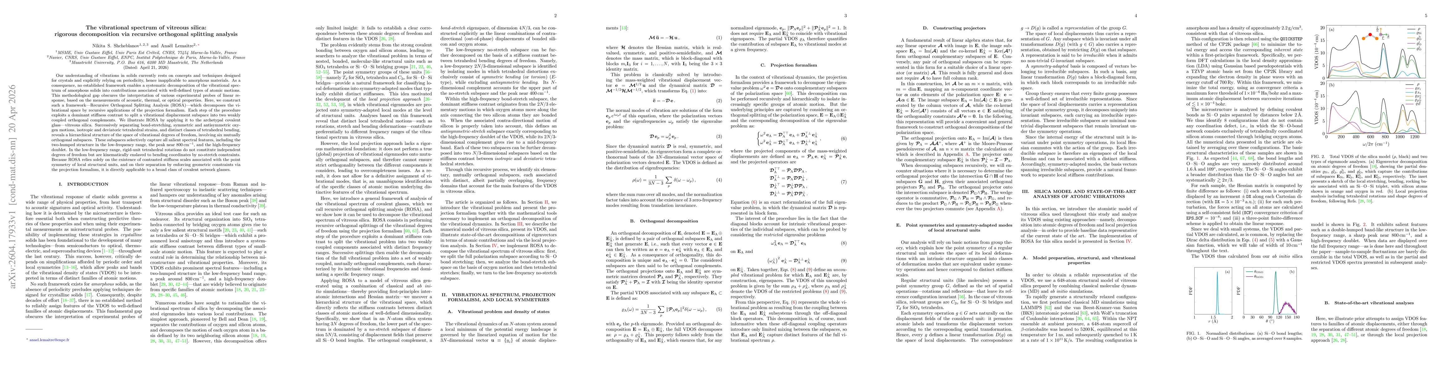 Thumbnail for The vibrational spectrum of vitreous silica: rigorous decomposition via recursive orthogonal splitting analysis