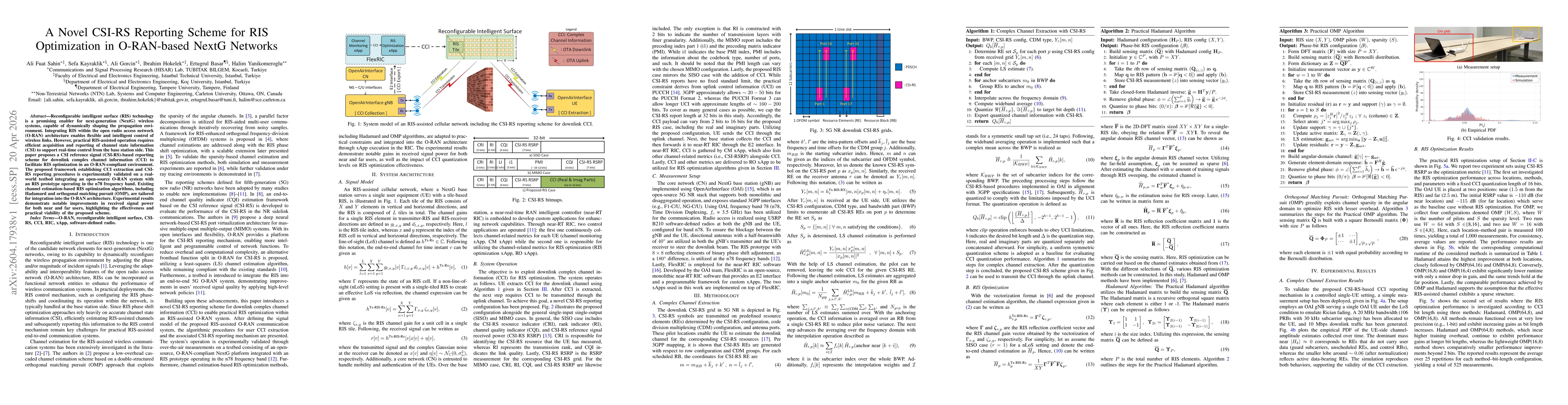 Thumbnail for A Novel CSI-RS Reporting Scheme for RIS Optimization in O-RAN-based NextG Networks