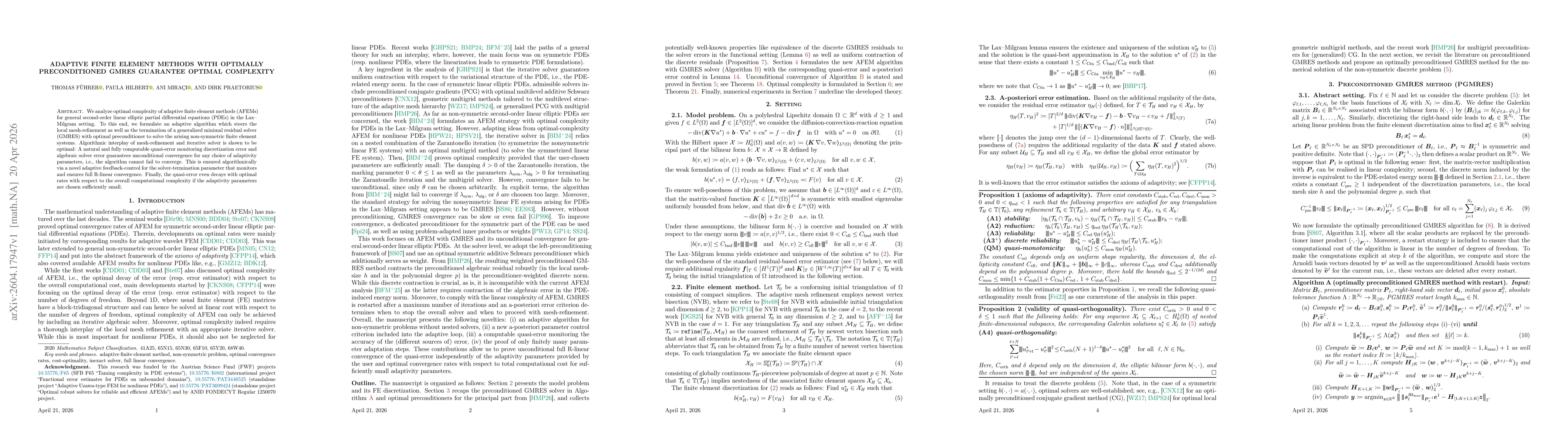 Thumbnail for Adaptive finite element methods with optimally preconditioned GMRES guarantee optimal complexity