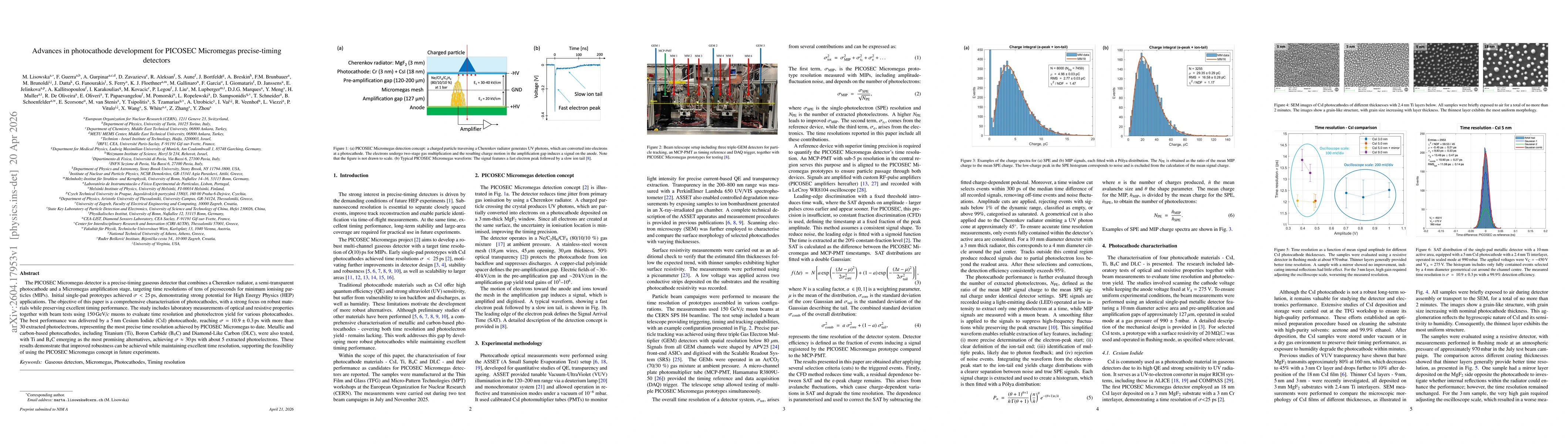 Thumbnail for Advances in photocathode development for PICOSEC Micromegas precise-timing detectors