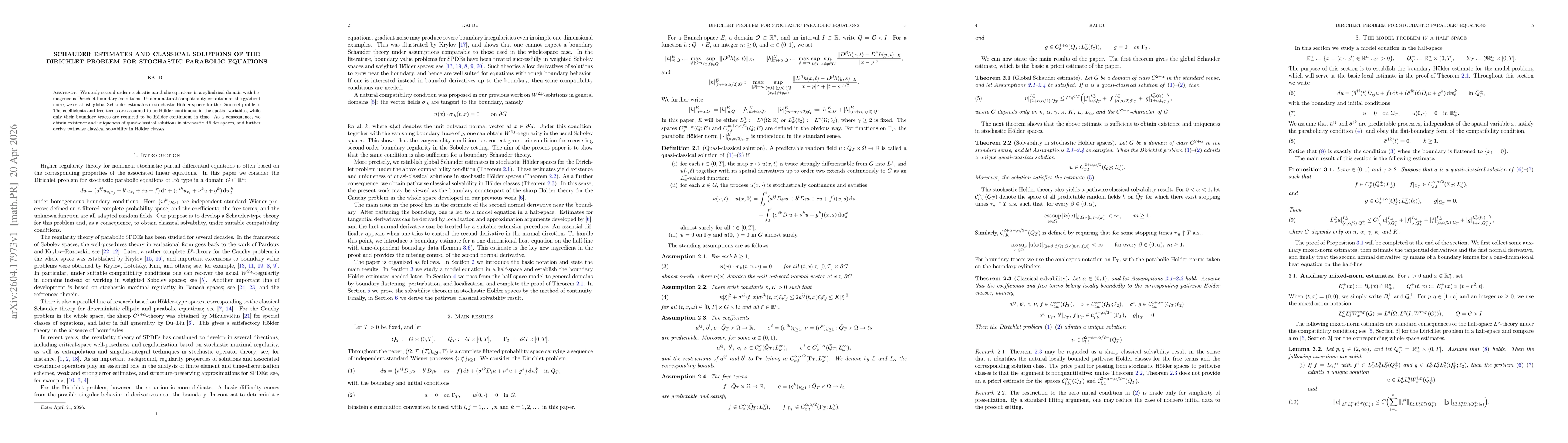 Thumbnail for Schauder estimates and classical solutions of the Dirichlet problem for stochastic parabolic equations