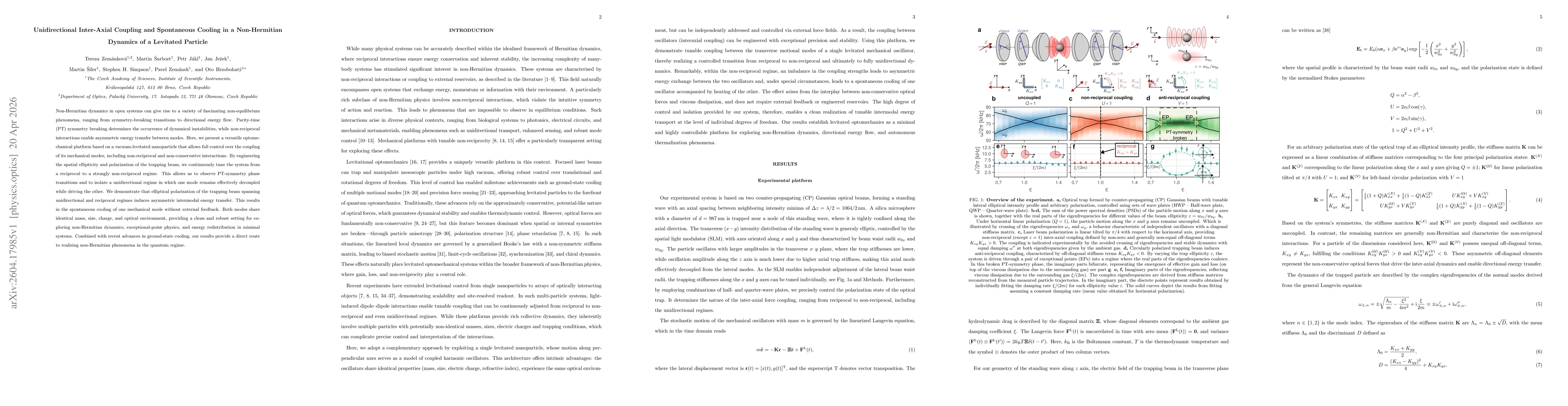 Thumbnail for Unidirectional Inter-Axial Coupling and Spontaneous Cooling in a~Non-Hermitian Dynamics of a~Levitated Particle