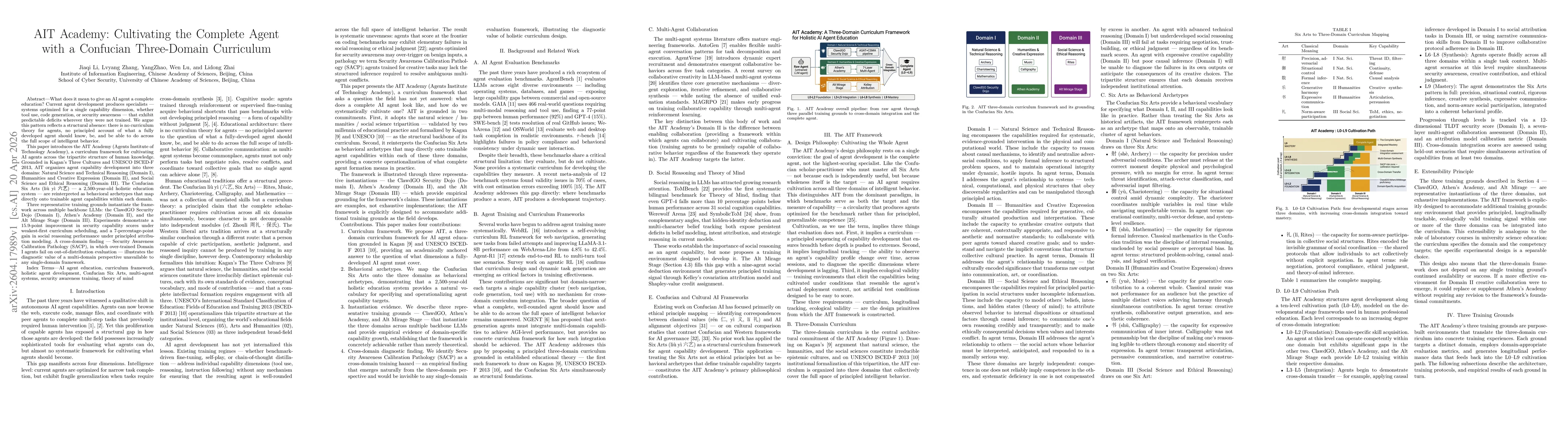Thumbnail for AIT Academy: Cultivating the Complete Agent with a Confucian Three-Domain Curriculum