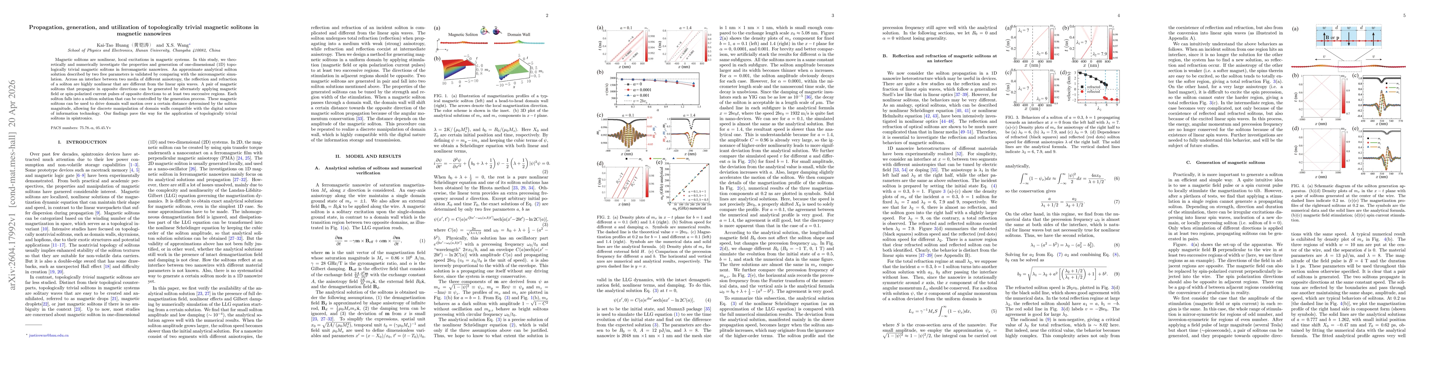Thumbnail for Propagation, generation, and utilization of topologically trivial magnetic solitons in magnetic nanowires