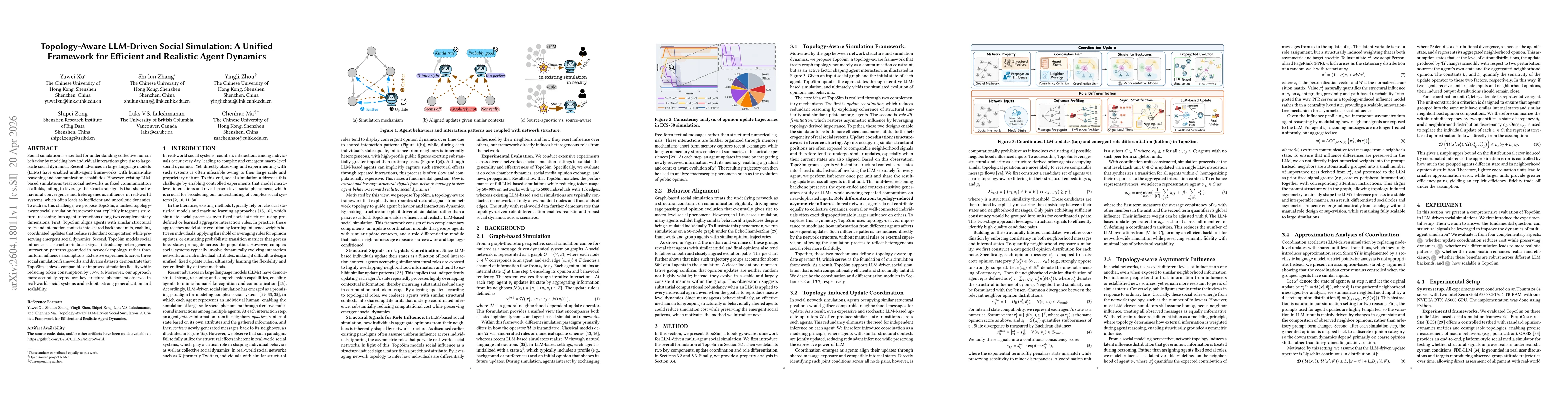 Thumbnail for Topology-Aware LLM-Driven Social Simulation: A Unified Framework for Efficient and Realistic Agent Dynamics