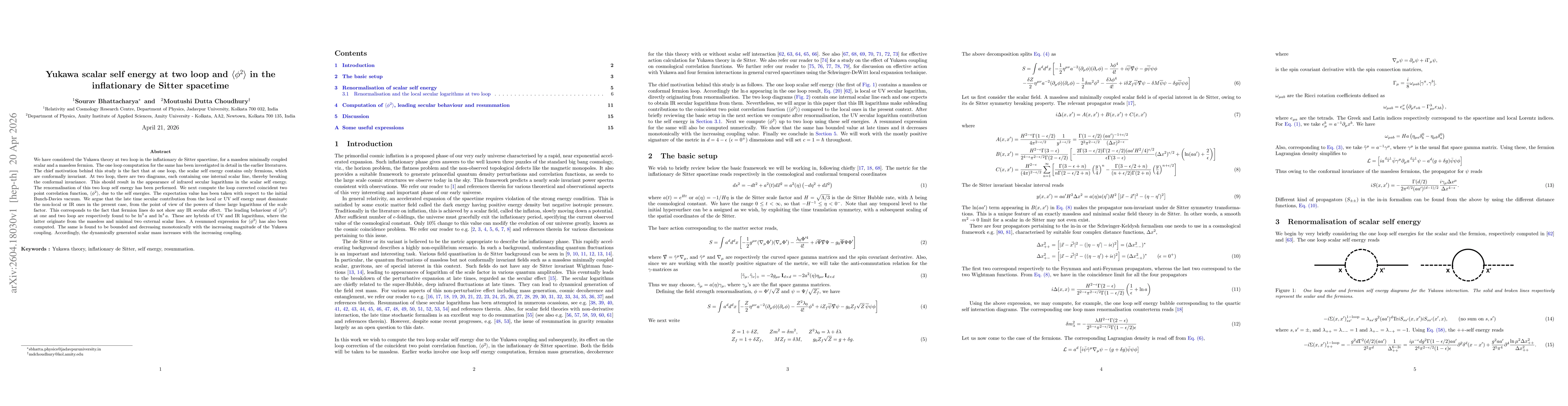 Thumbnail for Yukawa scalar self energy at two loop and $\langle φ^2 \rangle$ in the inflationary de Sitter spacetime