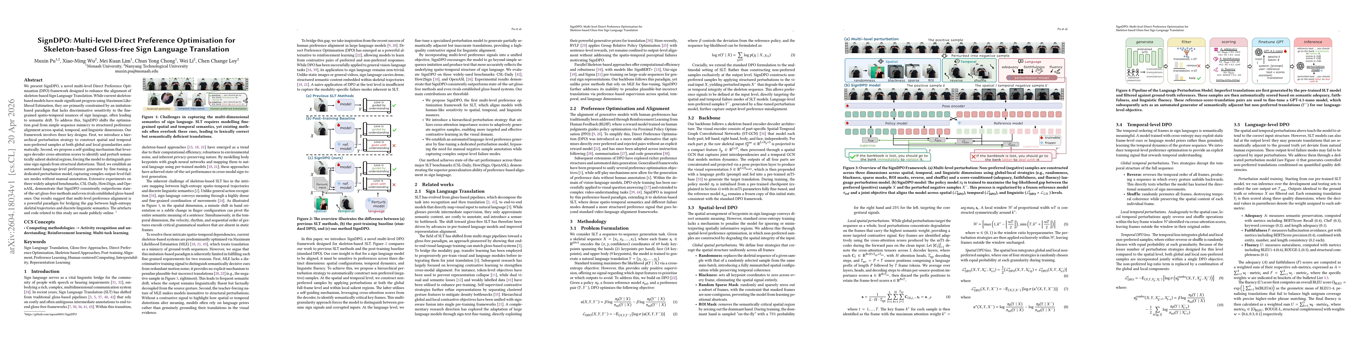 Thumbnail for SignDPO: Multi-level Direct Preference Optimisation for Skeleton-based Gloss-free Sign Language Translation