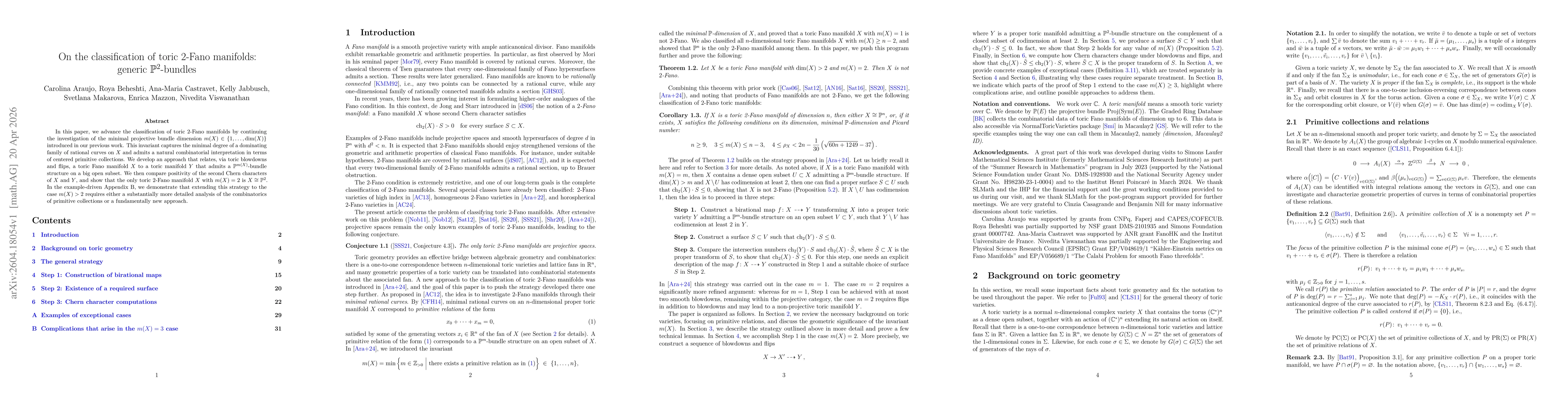 Thumbnail for On the classification of toric $2$-Fano manifolds: generic $\mathbb{P}^2$-bundles
